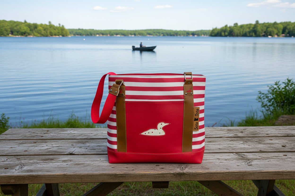 Red & White Striped Sota Tote
